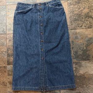 Denim Button-Front Skirt